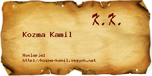 Kozma Kamil névjegykártya